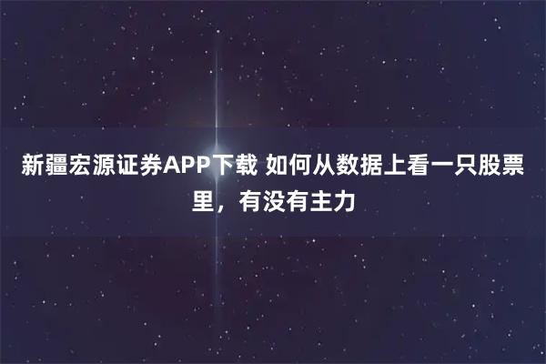 新疆宏源证券APP下载 如何从数据上看一只股票里，有没有主力