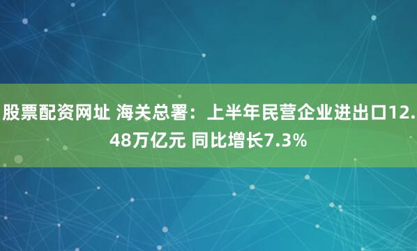 股票配资网址 海关总署：上半年民营企业进出口12.48万亿元 同比增长7.3%